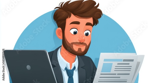 Obraz na płótnie A businessman verifies online document validation for company policies and regulations, ensuring compliance and legal accuracy. w salonie