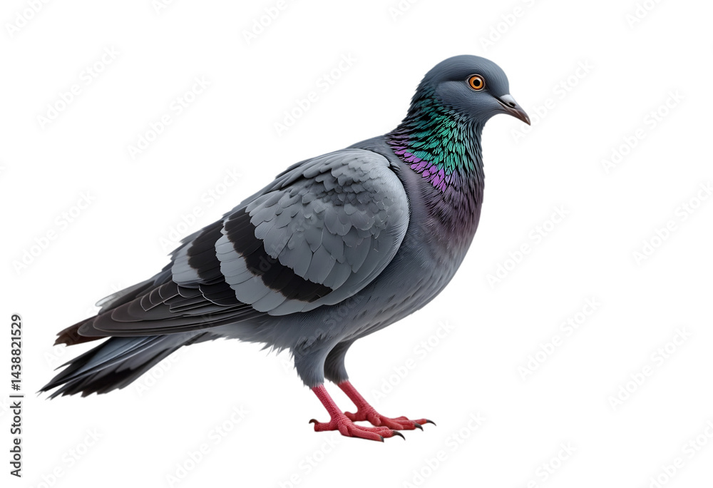 Single Feral Pigeon Isolated on White for Urban Wildlife Concepts: Grey Bird with Iridescent Neck Imagery: Pigeon, Feral, Isolated, White, Bird, Wildlife, Urban, Grey, IridescenT PNG. Single Feral Pigeon Isolated on White for Urban Wildlife Concepts: Grey Bird with Iridescent Neck Imagery: Pigeon, Feral, Isolated, White, Bird, Wildlife, Urban, Grey, IridescenT PNG.