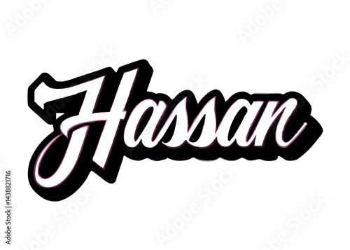 Hassan Name in Stylish Script: A dynamic and modern script design of the name "Hassan", perfect for branding, logos, and personalized designs.  