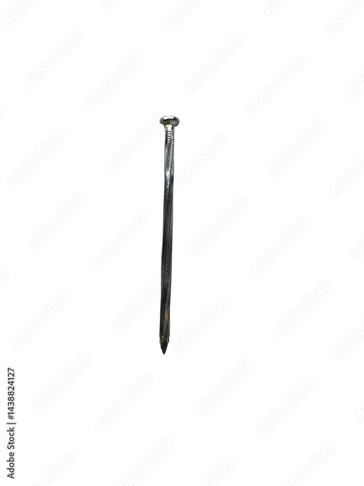 Close-Up High-Resolution Image of a Single Steel Nail Isolated on Clean White Background — Construction and Carpentry Hardware Tool Close-Up High-Resolution Image of a Single Steel Nail Isolated on Clean White Background — Construction and Carpentry Hardware Tool