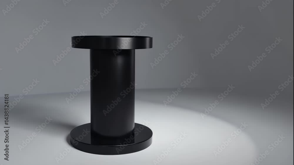 Black Cylindrical Stand On A Grey Background Black Cylindrical Stand On A Grey Background