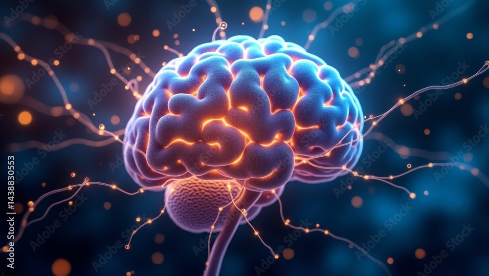 Obraz premium Intricate Brain Anatomy: A Glowing Visual of Neural Connections