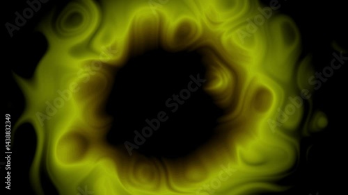 Expanding poisonous yellow and orange organic fluid on black background