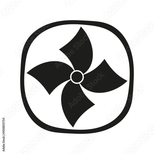 Obraz na płótnie Fan icon. Airflow rotation shape. Propeller curved figure. Vector cooling element. w salonie