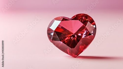 Wallpaper Mural Brilliant Red Heart Shaped Gemstone Crystal Luxury Diamond Jewel Precious Stone Romantic Valentine Love Pink Background Elegant Shiny Facet Cut Gem  Jewelry Design Romantic Gift Color Shine Light      Torontodigital.ca