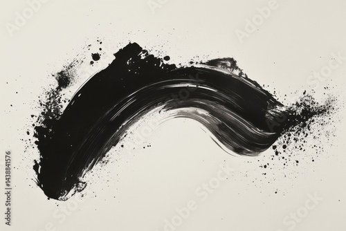 Abstract black paint stroke on light background