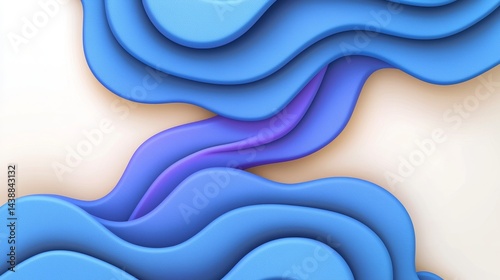 Abstract Blue And Purple Wave Background, 3D Organic Texture Design photo