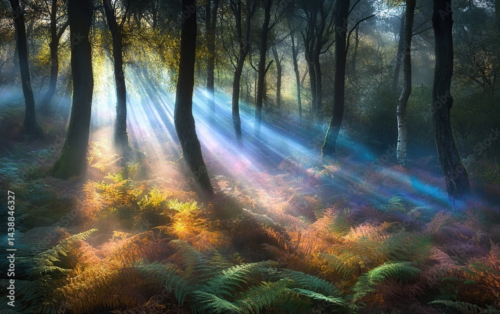 Fototapeta premium Mystical forest sunbeams