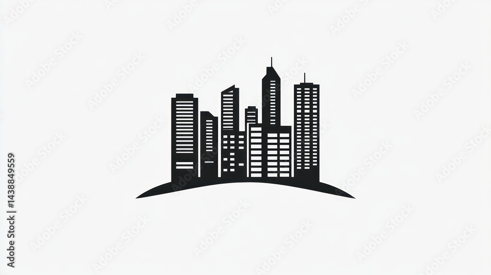 Fototapeta premium City Skyline Silhouette on Plain Background