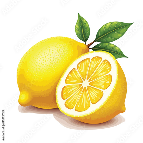 Fresh lemons illustration for sale healthy citrus fruit drawing vibrant yellow color realistic lemon artwork image