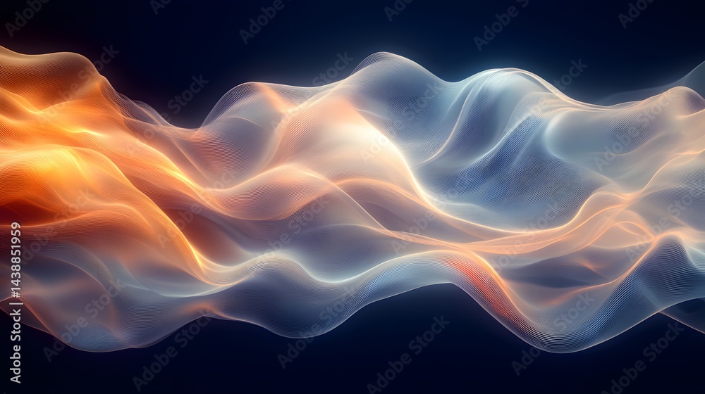 Fototapeta premium abstract image of a wave of orange and blue smoke