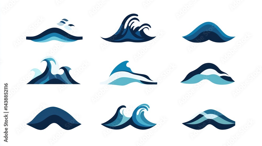 Obraz premium Ocean Wave Illustrations Collection (1)