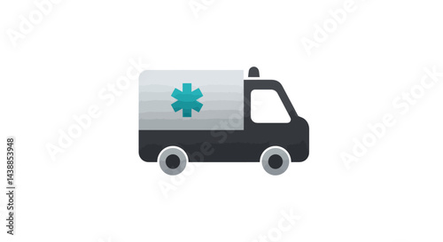 Ambulance emergency vehicle icon with star of life symbol for medical assistance and transportation isolated on white background depicting urgent care and safety