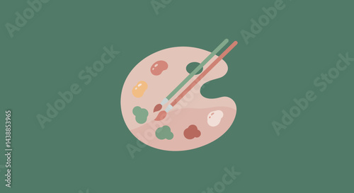 Artistic Creativity Palette with Paintbrushes and Colorful Paints for Design Projects