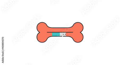 Cartoon dog bone illustration with a bandaid for pet health awareness and veterinary care promotion