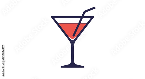 Cocktail glass with straw illustration for a bar or restaurant menu design template graphic
