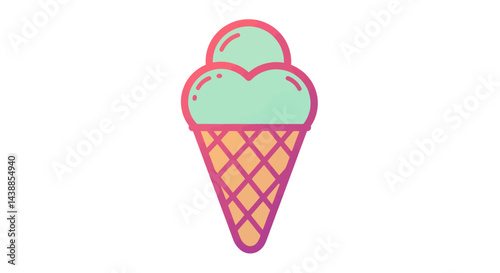 Colorful ice cream cone illustration with pastel colors and modern design perfect for summer promotions and sweet treat themes
