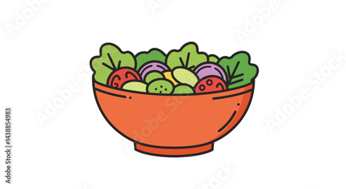 Colorful salad bowl filled with fresh vegetables and greens for healthy eating and lifestyle