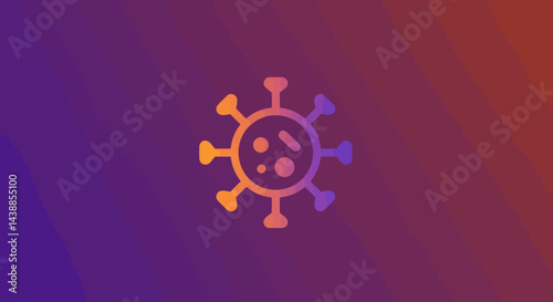Coronavirus icon illustration on gradient background for health and medical concepts, symbolizing pandemic, virus, infection and global health crisis