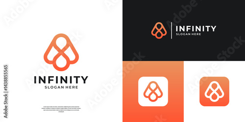 Letter A infinity logo template. Simple loop icon with line art. Usable for business, company and technology.