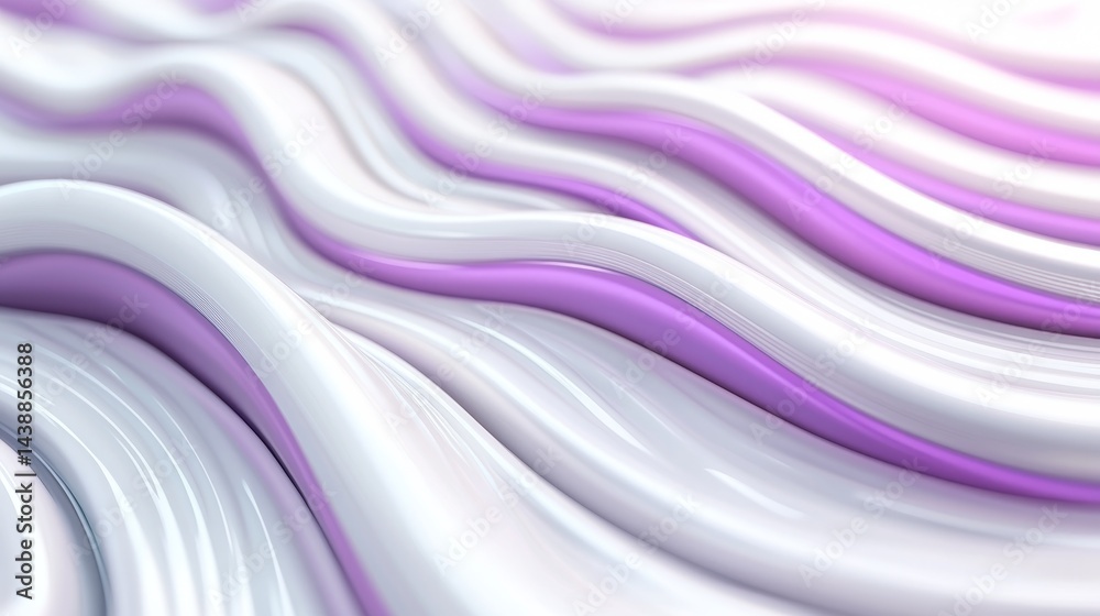Fototapeta premium Abstract Purple And White Wavy Background 3D Render