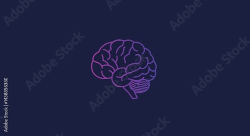 Gradient brain illustration on dark blue background for neuroscience and technology concepts