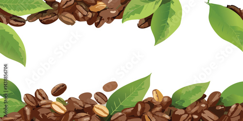 coffee beans frame border isolated on white or transparent png