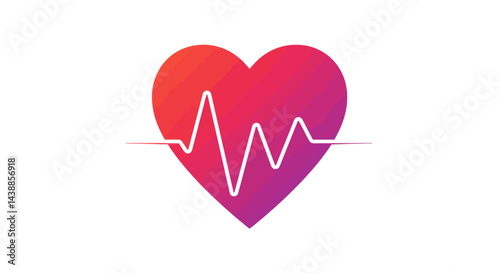 Heartbeat pulse line inside heart shape illustration for health care and medical concept background with gradient color