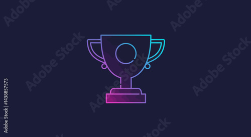 Minimalist trophy icon with neon gradient for awards and achievements visuals success and recognition in digital design