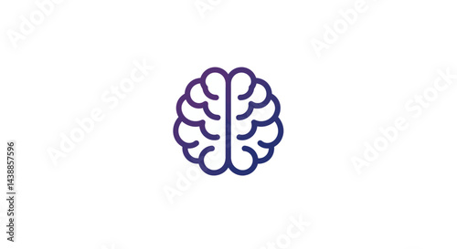 Minimalistic brain icon with gradient color isolated on white background for medical or science concepts