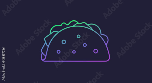 Neon taco illustration on dark background food concept for restaurant menu design trendy outline style