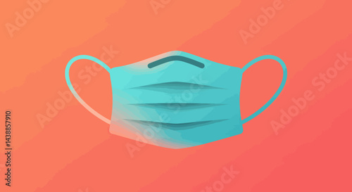 Protective face mask illustration against a gradient peach background promoting safety and public health for disease prevention and personal hygiene