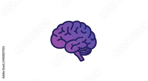 Purple Gradient Brain Illustration for Mental Health Awareness and Cognitive Function Concepts