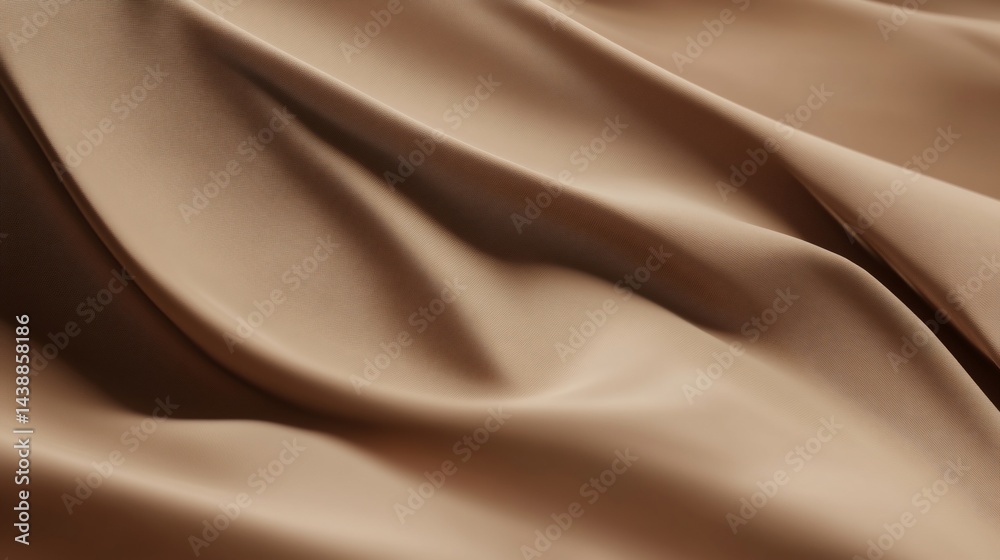 Fototapeta premium Elegant waves of a smooth light brown textile with delicate highlights