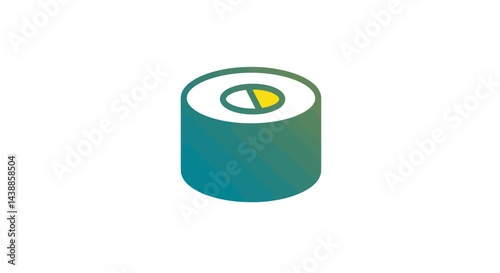 Sushi roll illustration with vibrant green and yellow accents for restaurant menus and culinary designs