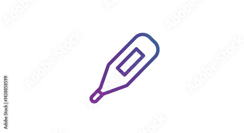 Thermometer outline icon in blue and purple gradient for medical checkups and health monitoring symbolizing sickness and fever on a white background