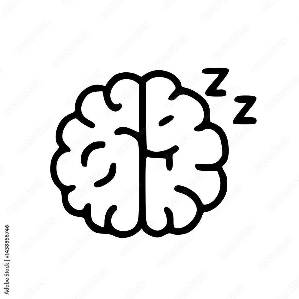 Outline Handdrawn Sleeping Brain Icon Outline Handdrawn Sleeping Brain Icon