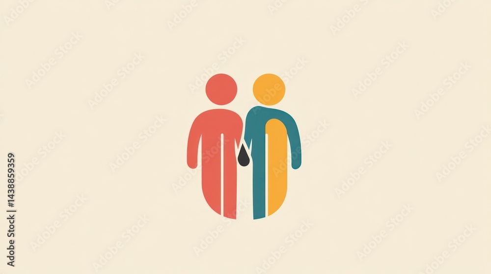 Two figures holding hands, light background Two figures holding hands, light background