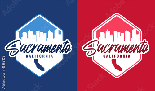 sacramento california with building silhouette