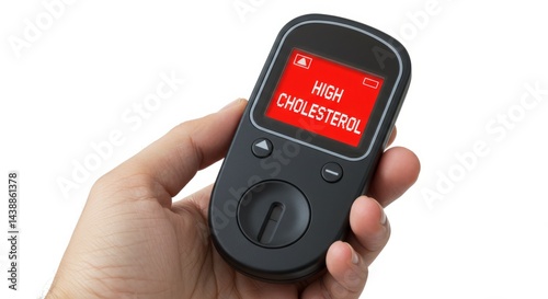 Wallpaper Mural Hand Holding Digital Cholesterol Testing Device Displaying High Cholesterol Torontodigital.ca