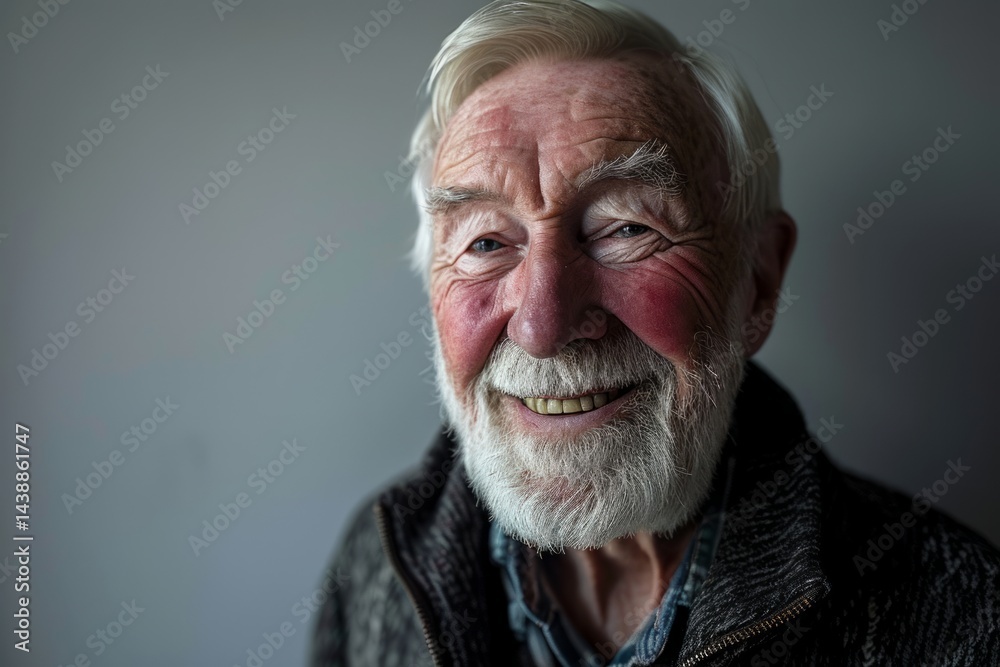 Portrait of a happy senior man with grey beard and mustache smiling. Portrait of a happy senior man with grey beard and mustache smiling.