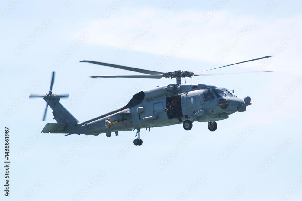 Fototapeta premium military maneuvers. Infantry, aviation and navy landing 