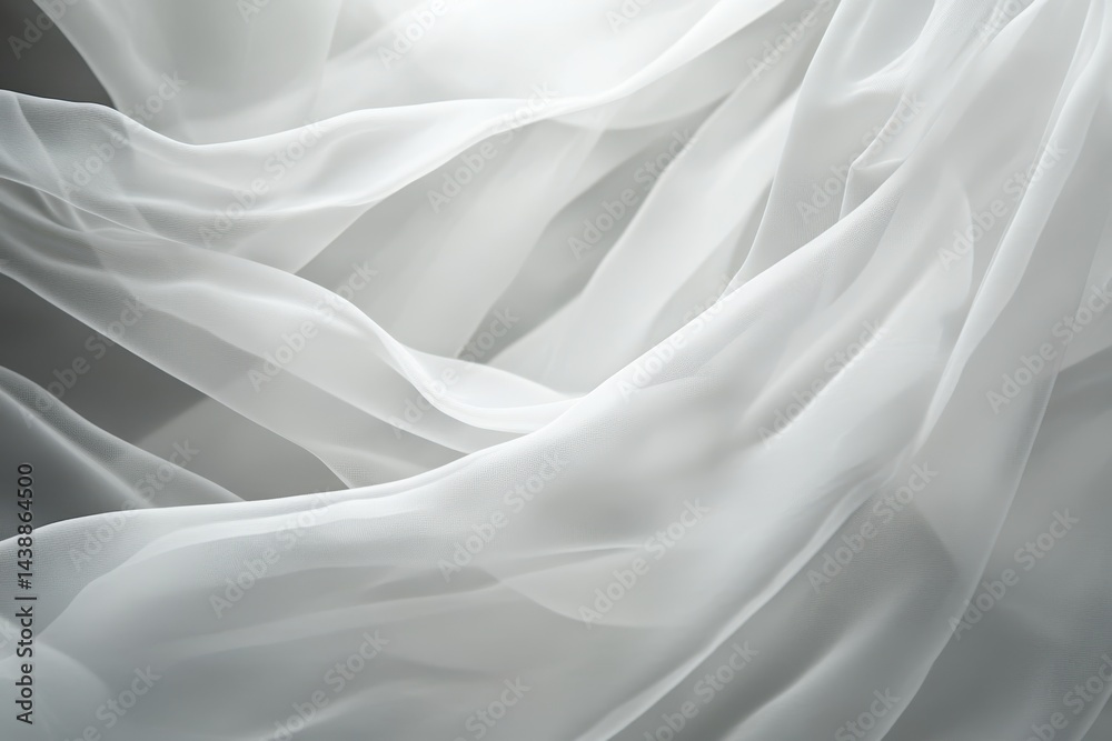 Soft, flowing white fabric drapes elegantly Soft, flowing white fabric drapes elegantly