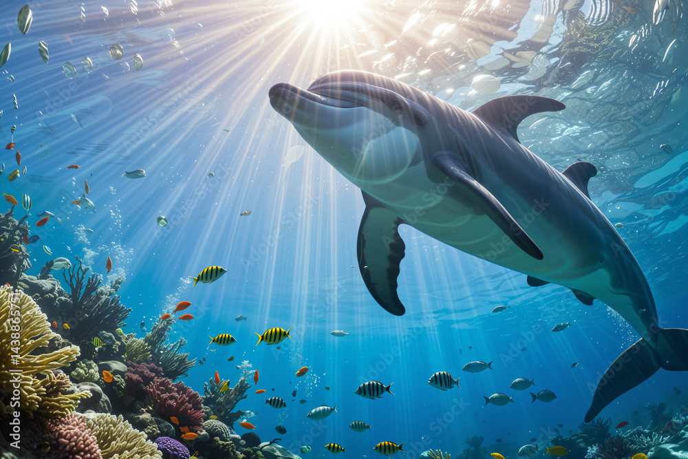Naklejka premium dolphin in the sea
