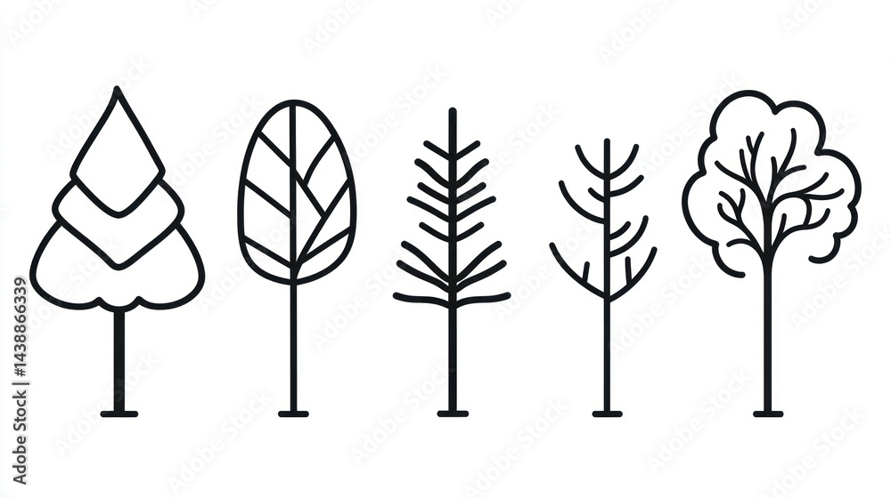 custom made wallpaper toronto digitalSimple Line Art Tree Icons (5)