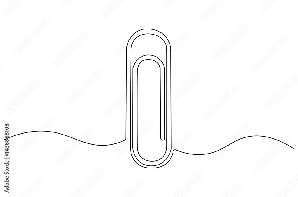 Obraz premium Continuous one line drawing of Paper clip. Single line drawing illustration of Metal paper clip. Realistic paper clip concept vector art. Doodle line illustration.