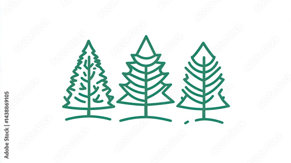 Fototapeta premium Forest Tree Types Illustration