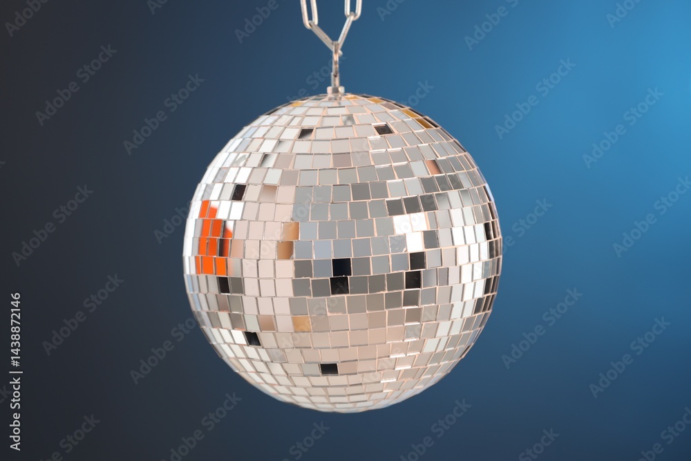 Obraz premium Shiny disco ball on blue gradient background
