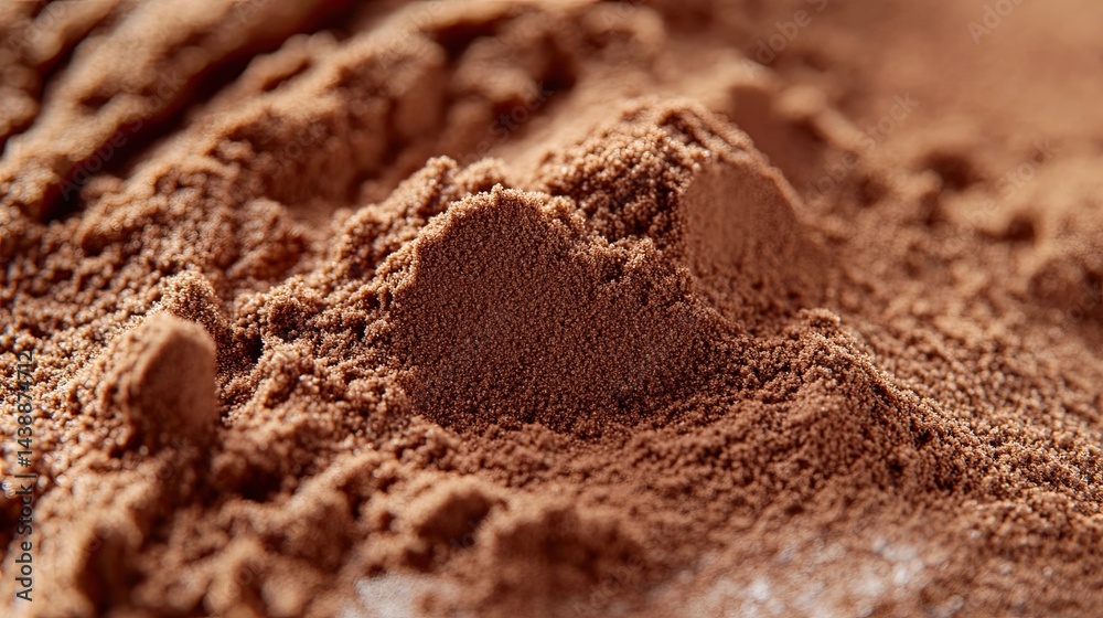 The texture and color of whey protein powder, a supplement commonly used for muscle building and recovery, are shown in this close-up picture.stock photo The texture and color of whey protein powder, a supplement commonly used for muscle building and recovery, are shown in this close-up picture.stock photo