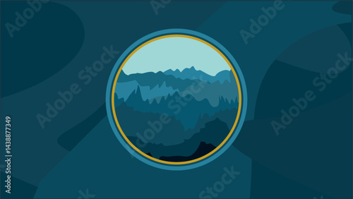 sand, dunes, beach, steep rocks, mountains, desert with wavy lines in beige. Logo template, icon, badge, pictogram, symbol, sign for tourism, travel, interesting places
